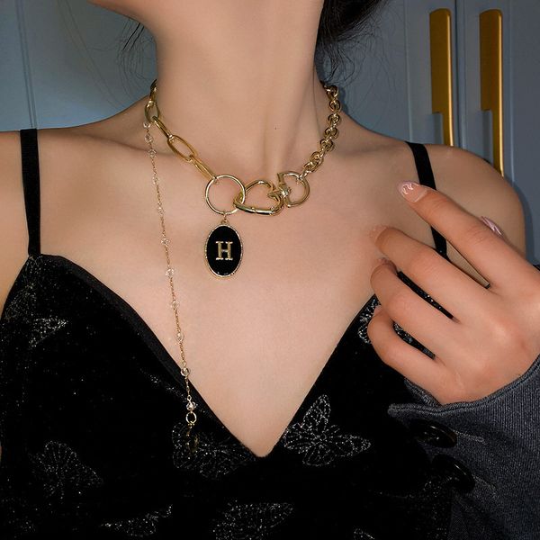 fashion exaggeration chain love letter necklace net red simple temperament personality clavicle chain choker neck chain, Black
fashion exaggeration chain love letter necklace net red simple temperament personality clavicle chain choker neck chain, Black