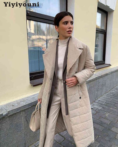 yiyiyouni autumn winter belted long cotton padded jackets women covered buttons casual outerwear thick parkas female snow coat 211130, Black
yiyiyouni autumn winter belted long cotton padded jackets women covered buttons casual outerwear thick parkas female snow coat 211130, Black