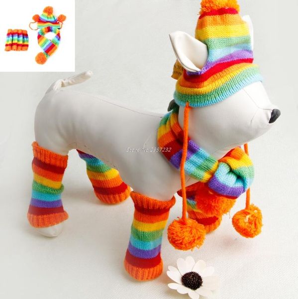 dog apparel winter warm stripe knitted pet hat scarf socks puppy costume clothes 3 times yy56
dog apparel winter warm stripe knitted pet hat scarf socks puppy costume clothes 3 times yy56