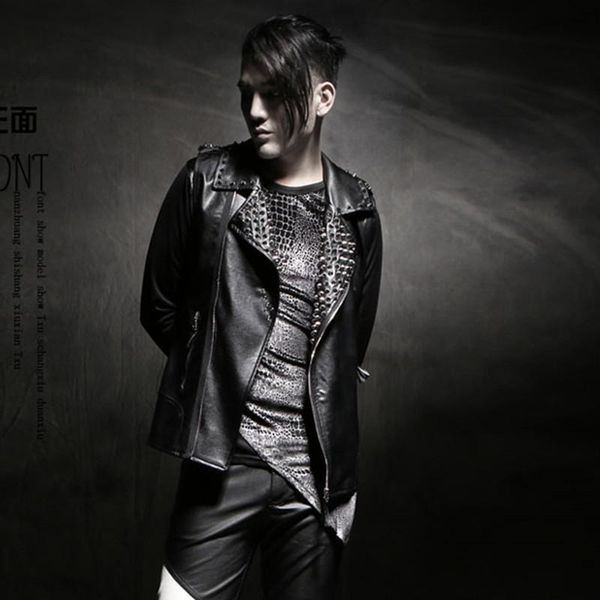 men's fur & faux vest male slim nightclub costume punk leather riveted singer rock clothing pu jacket 2021, Black
men's fur & faux vest male slim nightclub costume punk leather riveted singer rock clothing pu jacket 2021, Black