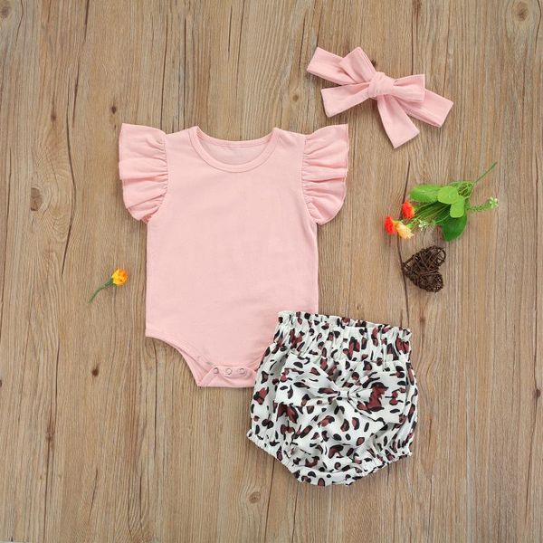 clothing sets baby girls three-piece clothes set, solid color sleeves romper, elastic waist shorts and headdress, White 
clothing sets baby girls three-piece clothes set, solid color sleeves romper, elastic waist shorts and headdress, White