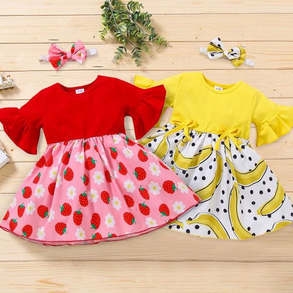 girl's dresses 2 pcs infant summer outfits, baby girl fruit print flare sleeve round neck dress + bowknot headband 2021, Red;yellow
girl's dresses 2 pcs infant summer outfits, baby girl fruit print flare sleeve round neck dress + bowknot headband 2021, Red;yellow