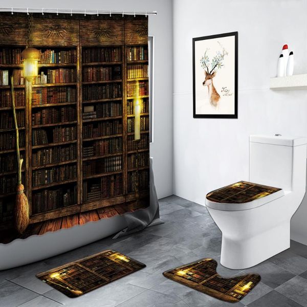 shower curtains 4pcs retro magic bookshelf curtain set vintage door home bathroom decor wc carpet non-slip rug toilet lid cover bath mats
shower curtains 4pcs retro magic bookshelf curtain set vintage door home bathroom decor wc carpet non-slip rug toilet lid cover bath mats