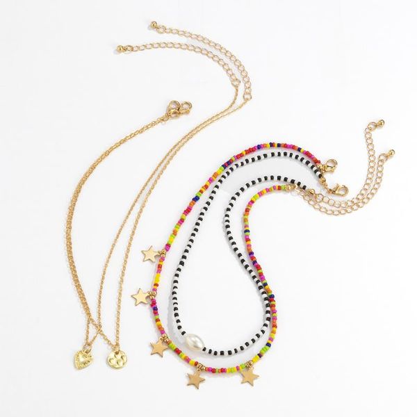 chokers 4 pcs/set women's boho colorful acrylic beads chains necklaces heart pendant with gold chain choker for women 2021, Golden;silver
chokers 4 pcs/set women's boho colorful acrylic beads chains necklaces heart pendant with gold chain choker for women 2021, Golden;silver