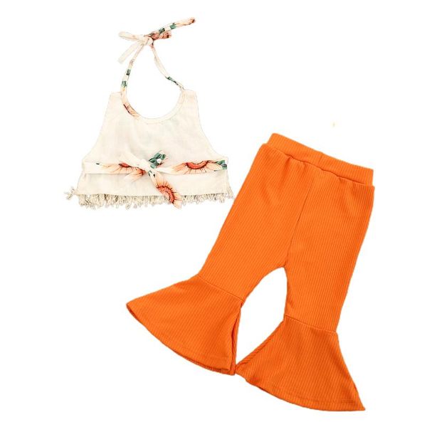 girls summer fashion camisole trousers suit sweet sunflower halter and solid color trumpet pants refreshing comfortable clothing sets, White
girls summer fashion camisole trousers suit sweet sunflower halter and solid color trumpet pants refreshing comfortable clothing sets, White