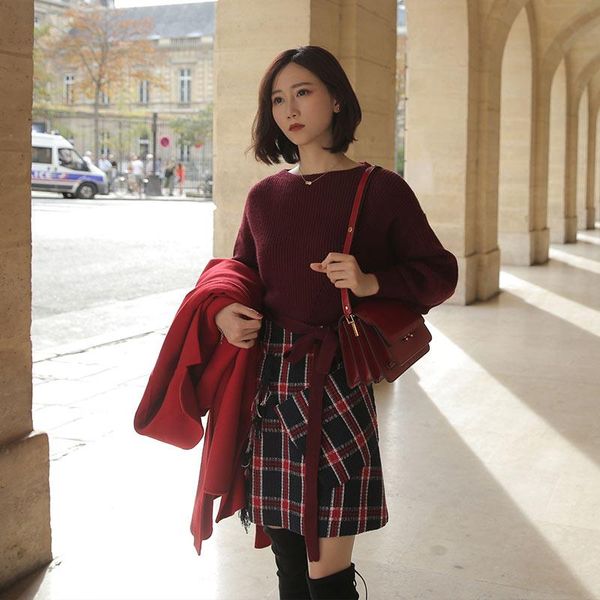 french brand counters jupiter chen xiaoying word collar with temperament wine red bat sleeve knit sweater women's sweaters, White;black
french brand counters jupiter chen xiaoying word collar with temperament wine red bat sleeve knit sweater women's sweaters, White;black