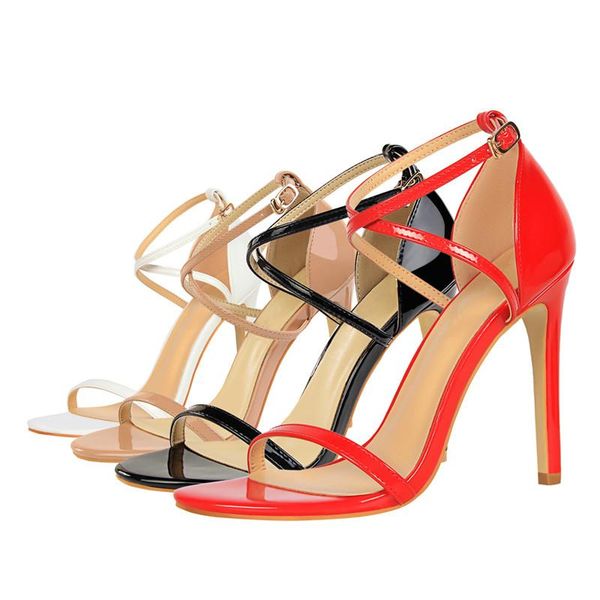 women stiletto sandals female patent leather thin high heels ankle strap shoes ladies fashion footwear a0238, Black
women stiletto sandals female patent leather thin high heels ankle strap shoes ladies fashion footwear a0238, Black