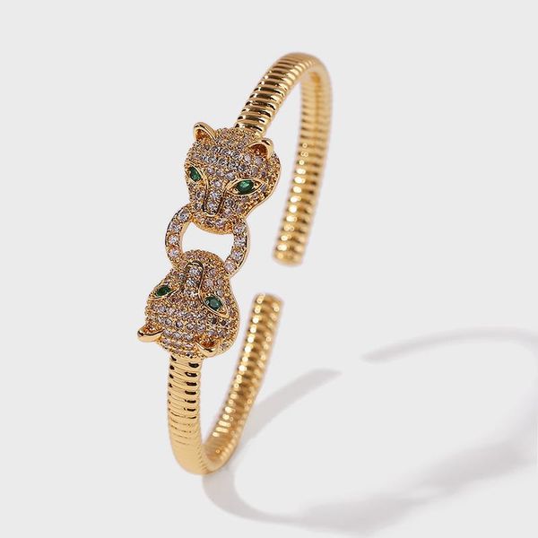 bangle punk style fashion animal double head leopard bangles for women gold color copper metal cz zircon cuff bracelets, Black
bangle punk style fashion animal double head leopard bangles for women gold color copper metal cz zircon cuff bracelets, Black