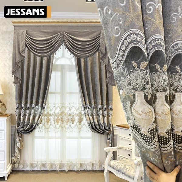 curtain & drapes gray chenille embroidered curtains for living room bedroom european style high-end blackout tulle valance decoration
curtain & drapes gray chenille embroidered curtains for living room bedroom european style high-end blackout tulle valance decoration