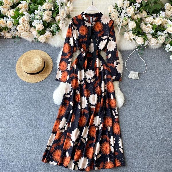 french elegant printing ladies long dress temperament stand-up collar slim spring and autumn women's clothing casual dresses, Black;gray
french elegant printing ladies long dress temperament stand-up collar slim spring and autumn women's clothing casual dresses, Black;gray