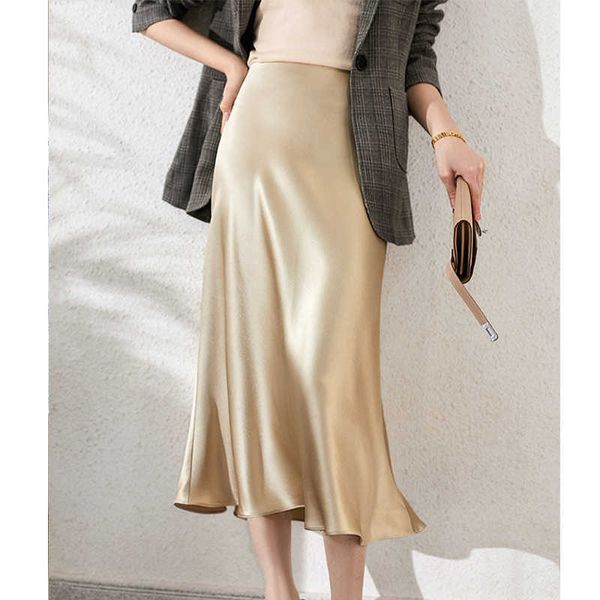 candy solid color satin silk skirt women high waisted summer long skirt elegant ladies office skirts midi spring 210527, Black
candy solid color satin silk skirt women high waisted summer long skirt elegant ladies office skirts midi spring 210527, Black