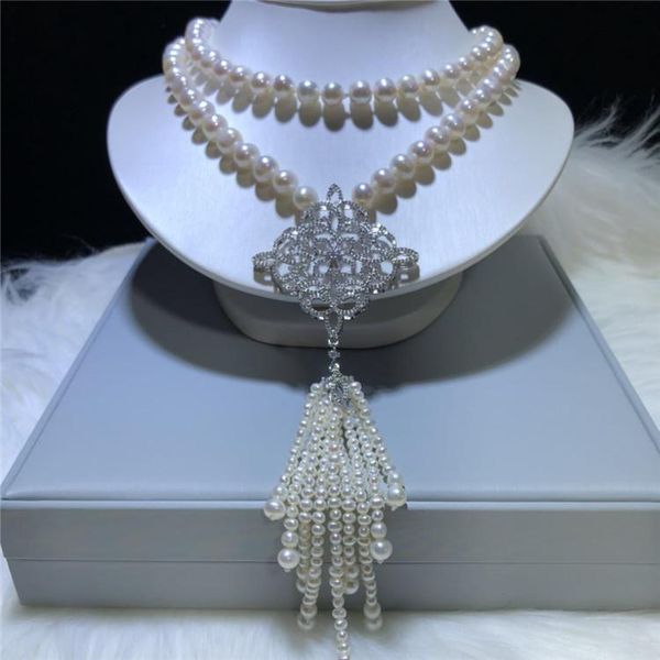 chains hand knotted 75-80cm long natural 9-10mm white round freshwater pearl micro inlay zircon accessories necklace fashion jewelry, Silver
chains hand knotted 75-80cm long natural 9-10mm white round freshwater pearl micro inlay zircon accessories necklace fashion jewelry, Silver