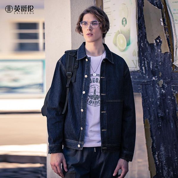 enjeolon young trendy denim jacket coats autumn hop hip streetwear turn-down collar washed nt808 men's jackets, Black;brown
enjeolon young trendy denim jacket coats autumn hop hip streetwear turn-down collar washed nt808 men's jackets, Black;brown