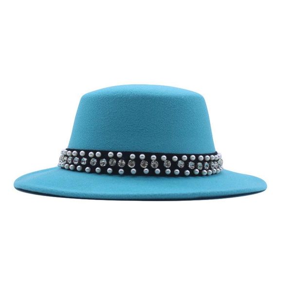 wide brim hats men women white fedora hat wool felt panama with pearl buckle flat trilby cap black formal caps chapeau femme, Blue;gray
wide brim hats men women white fedora hat wool felt panama with pearl buckle flat trilby cap black formal caps chapeau femme, Blue;gray