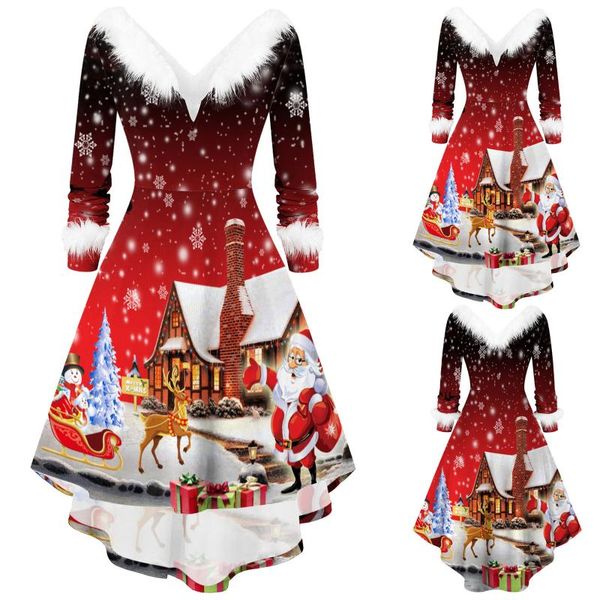 casual dresses christmas print long sleeve v-neck red midi swing dress women white plush trim pleated asymmetric party santa costume, Black;gray
casual dresses christmas print long sleeve v-neck red midi swing dress women white plush trim pleated asymmetric party santa costume, Black;gray
