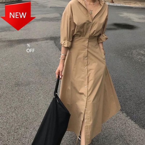 casual dresses loose high waist slim was thin elegant single-breasted shirt dress 2021 spring fashion women vintage, Black;gray
casual dresses loose high waist slim was thin elegant single-breasted shirt dress 2021 spring fashion women vintage, Black;gray