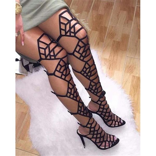 fashion summer womens over the knee gladiator sandals open toe thin high heel hollow out boots buckle strap shoes dress, Black
fashion summer womens over the knee gladiator sandals open toe thin high heel hollow out boots buckle strap shoes dress, Black