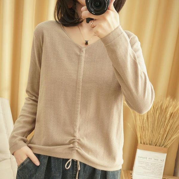 women's sweaters 100%cotton knitted sweater women and pullover long sleeve v-neck healthy female knit casual pull femme, White;black
women's sweaters 100%cotton knitted sweater women and pullover long sleeve v-neck healthy female knit casual pull femme, White;black