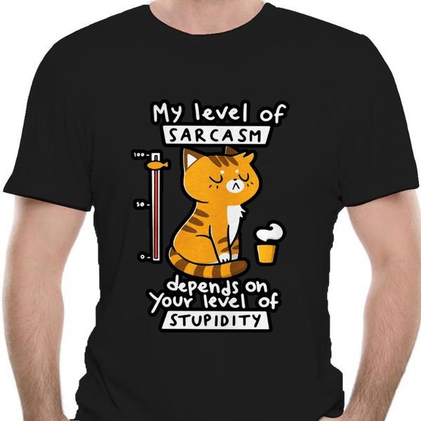 men's t-shirts cat my level of sarcasm depends on your stupidity shirt 8233x, White;black
men's t-shirts cat my level of sarcasm depends on your stupidity shirt 8233x, White;black