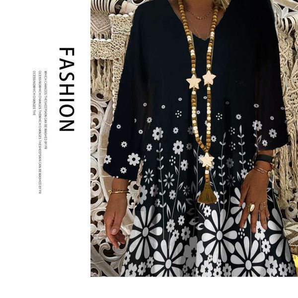 dresses digital casual product printing fashion style big swing skirt women's large dress, Black;gray
dresses digital casual product printing fashion style big swing skirt women's large dress, Black;gray