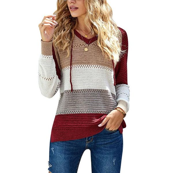 lucyever hooded women sweater autumn pullover striped long sleeve knitted jumper causal v neck loose fashion ladies 2021 women's sweat, White;black
lucyever hooded women sweater autumn pullover striped long sleeve knitted jumper causal v neck loose fashion ladies 2021 women's sweat, White;black