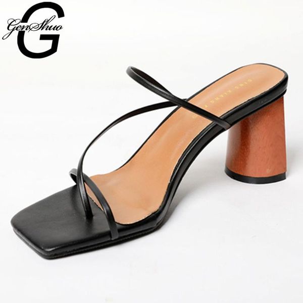 women vintage square toe narrow band high heel sandals summer shoes round wood slide slipper, Black
women vintage square toe narrow band high heel sandals summer shoes round wood slide slipper, Black