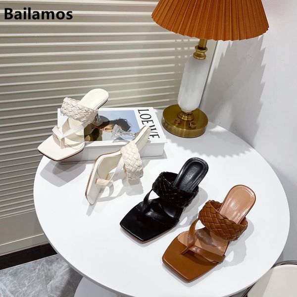 sandals bailamos 2021 spring summer high-heeled woven flip flops female stiletto all-match casual slippers 5lox, Black
sandals bailamos 2021 spring summer high-heeled woven flip flops female stiletto all-match casual slippers 5lox, Black