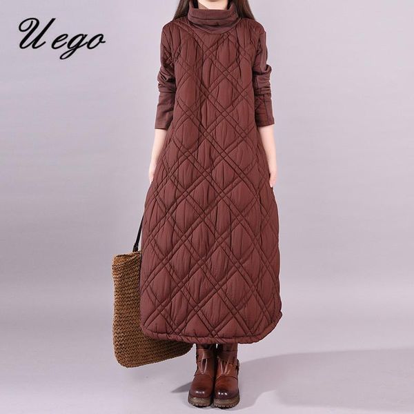 uego padding cotton thicken warn women autumn winter dress patchwork turtleneck vintage plus size lady long spring casual dresses, Black;gray 
uego padding cotton thicken warn women autumn winter dress patchwork turtleneck vintage plus size lady long spring casual dresses, Black;gray