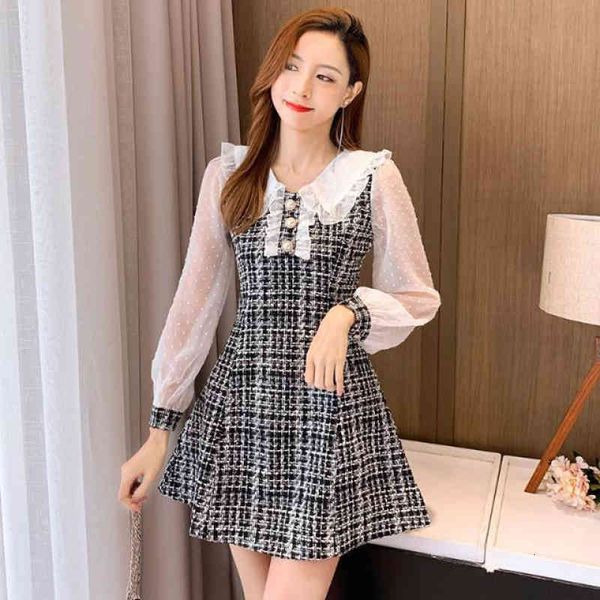 autumn sweet feminine manga long tweed korean elegant chiffon shreds chess wool mini dress female robe, Black;gray
autumn sweet feminine manga long tweed korean elegant chiffon shreds chess wool mini dress female robe, Black;gray