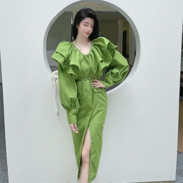 casual dresses autumn office lady chic lotus leaf collar shirt dress women's elegant bandage green long sleeve vestido korean party whi, Black;gray
casual dresses autumn office lady chic lotus leaf collar shirt dress women's elegant bandage green long sleeve vestido korean party whi, Black;gray