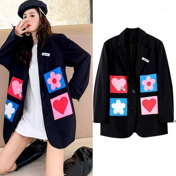 women's suits & blazers 2021 autumn high street style jacket chic cartoon pattern casual loose winter blazer woman sl551, White;black
women's suits & blazers 2021 autumn high street style jacket chic cartoon pattern casual loose winter blazer woman sl551, White;black