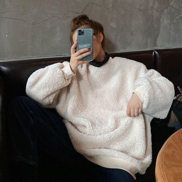 women's hoodies & sweatshirts candy-colored lamb wool sweatshirt women autumn-winter korean pure color loose thickened coat girls trend, Black
women's hoodies & sweatshirts candy-colored lamb wool sweatshirt women autumn-winter korean pure color loose thickened coat girls trend, Black