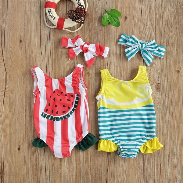 2pcs baby girls summer swimsuit sleeveless backless fruit&striped print u-shaped neck ruffle one-piece swimwear+bowknot headband one-pieces, Black
2pcs baby girls summer swimsuit sleeveless backless fruit&striped print u-shaped neck ruffle one-piece swimwear+bowknot headband one-pieces, Black