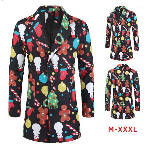 men's wool & blends autumn winter style casual long trench coat europe and america men's-3d digital christmas snowman printed1 ys7, Black 
men's wool & blends autumn winter style casual long trench coat europe and america men's-3d digital christmas snowman printed1 ys7, Black