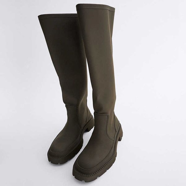 za new shoes khaki green ins net red knee length women's rubber flat bottomed long high tube boots, Black
za new shoes khaki green ins net red knee length women's rubber flat bottomed long high tube boots, Black