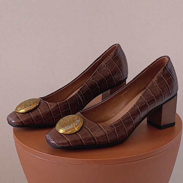dress shoes women's genuine leather slip-on pumps thick high heel square toe botton buckle elegant ladies comfortable party 43, Black
dress shoes women's genuine leather slip-on pumps thick high heel square toe botton buckle elegant ladies comfortable party 43, Black