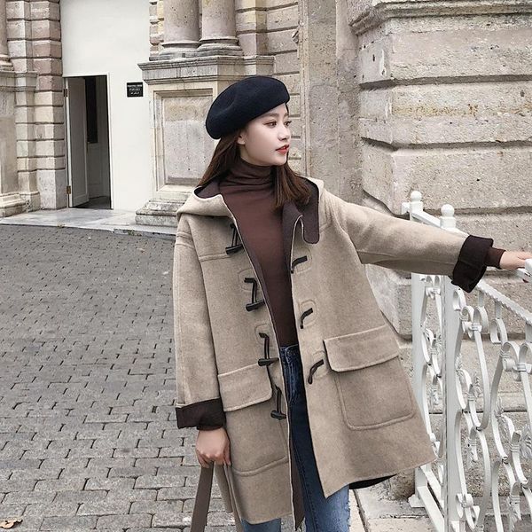 women's wool & blends of female students long han edition fund 2021 autumn winters is easy with thick woolen cloth coat, Black
women's wool & blends of female students long han edition fund 2021 autumn winters is easy with thick woolen cloth coat, Black