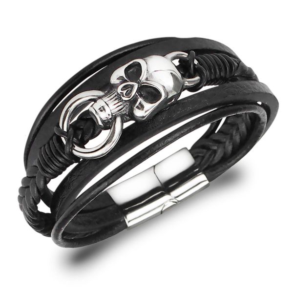 bangles bracelets hand woven multi-layer skull scalp bracelet fashion schoolboy leather jewelry, Black
bangles bracelets hand woven multi-layer skull scalp bracelet fashion schoolboy leather jewelry, Black