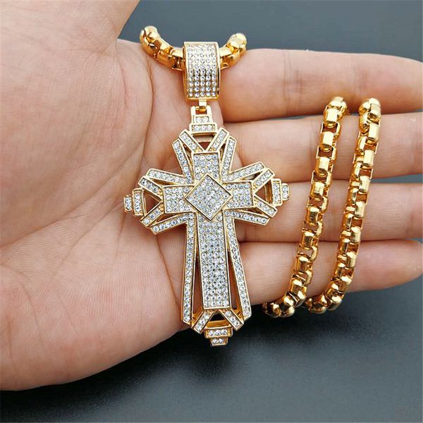 2019 iced out stainlsteel big cross pendant necklace for men gold color christian cruzar necklace religious jewelry x0509, Black
2019 iced out stainlsteel big cross pendant necklace for men gold color christian cruzar necklace religious jewelry x0509, Black
