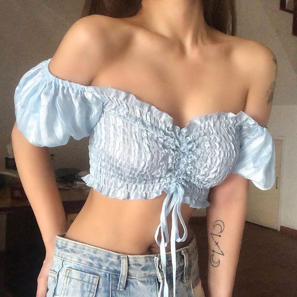 slash neck women off-shoulder 3/4 sleeve cropped shirts bow tie shirt summer party tee satin clothes women's blouses &, White
slash neck women off-shoulder 3/4 sleeve cropped shirts bow tie shirt summer party tee satin clothes women's blouses &, White