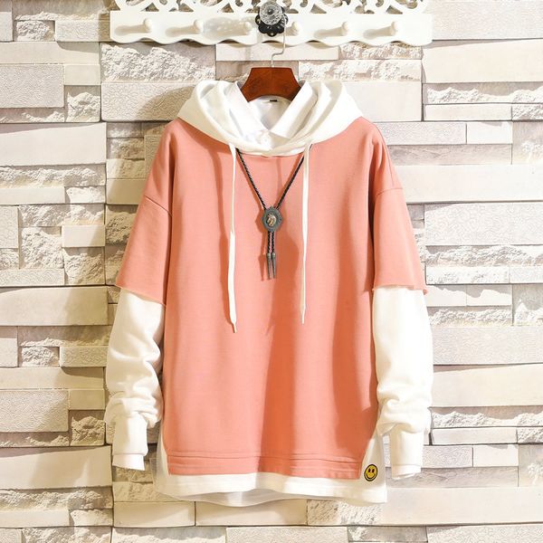men's hoodies sweater fake two color matching hooded leisure sports coat spring and autumn students' pullover, Black
men's hoodies sweater fake two color matching hooded leisure sports coat spring and autumn students' pullover, Black