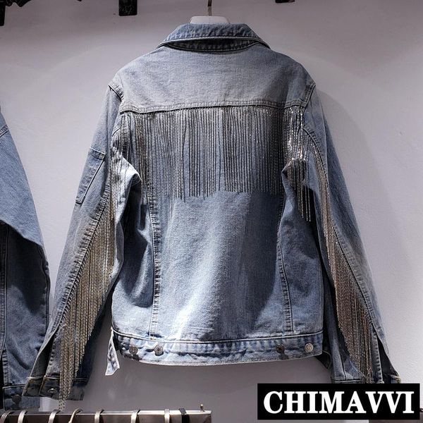 women's jackets 2021 spring industrial chain tassels retro denim coat washing loose jeans fashion cowboy jacket, Black;brown
women's jackets 2021 spring industrial chain tassels retro denim coat washing loose jeans fashion cowboy jacket, Black;brown