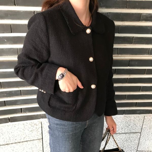 genayooa korean jackets for autumn winter fashion slim vintage black long sleebe coat women short 210417, Black;brown
genayooa korean jackets for autumn winter fashion slim vintage black long sleebe coat women short 210417, Black;brown