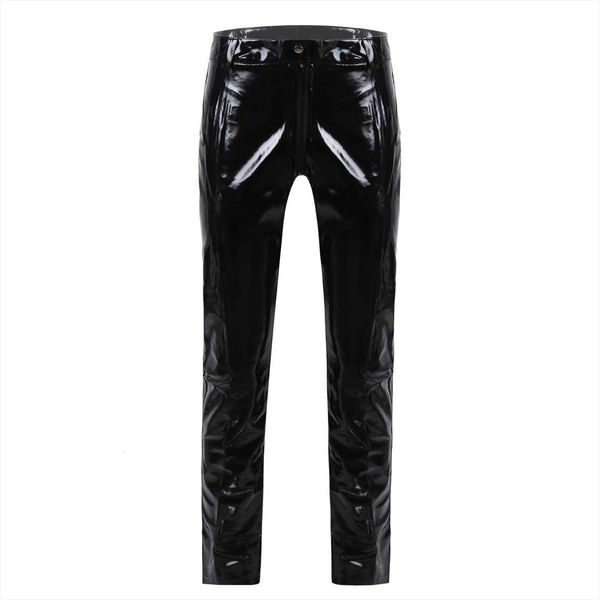 male fashion moto leather zipper women pant crotchless wet look nightclub costumes tight leggings trousers, Black
male fashion moto leather zipper women pant crotchless wet look nightclub costumes tight leggings trousers, Black