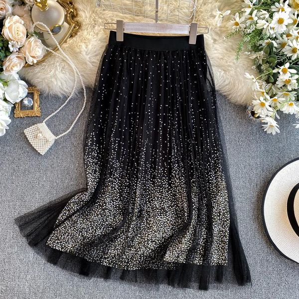 skirts 2021 spring summer women's elastic waist bronzing dot gauze pleated skirt women high chic mesh, Black
skirts 2021 spring summer women's elastic waist bronzing dot gauze pleated skirt women high chic mesh, Black
