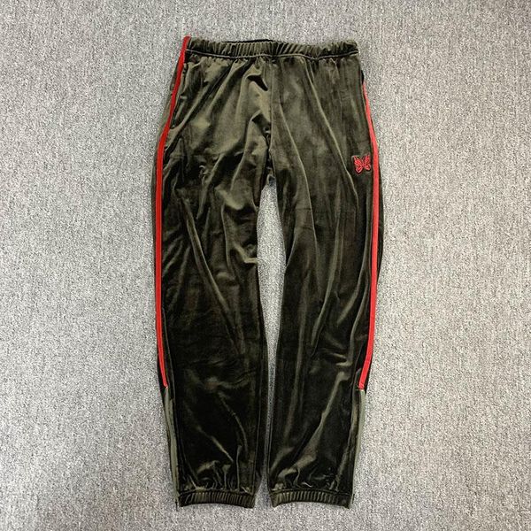 men's pants awge needles velvet trousers casual butterfly embroidery men women zipper webbing, Black
men's pants awge needles velvet trousers casual butterfly embroidery men women zipper webbing, Black