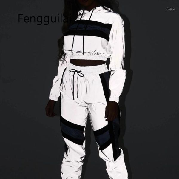 women's tracksuits 2 piece set reflection crop and pants fashion female loose long sleeve hoodies jogger sets femme two dress, White
women's tracksuits 2 piece set reflection crop and pants fashion female loose long sleeve hoodies jogger sets femme two dress, White