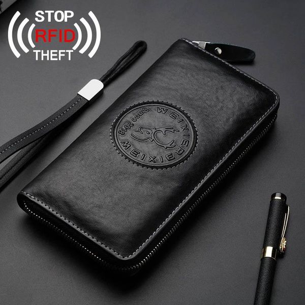 genuine leather vintage wallet for men rfid anti-theft protect zipper coin pocket passport cover long purse card holder wallets, Red;black
genuine leather vintage wallet for men rfid anti-theft protect zipper coin pocket passport cover long purse card holder wallets, Red;black