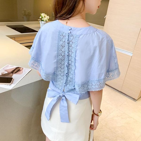 women's blouses & shirts women sweet fashion lace crochet hollow cropped bat sleeve back bow tie female chic short style blouse, White
women's blouses & shirts women sweet fashion lace crochet hollow cropped bat sleeve back bow tie female chic short style blouse, White