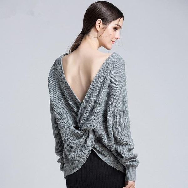 european style women pullover and swaters v neck criss-cross backless loose jumpers pull femme casual cashmere sweater women's sweaters, White;black
european style women pullover and swaters v neck criss-cross backless loose jumpers pull femme casual cashmere sweater women's sweaters, White;black
